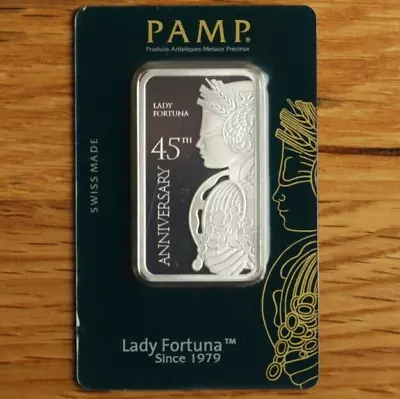 PAMP Lady Fortuna 1oz 45th Anniversary Silver Bar Certipack New With Protective • £79