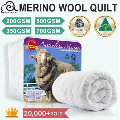 $88 • Buy Aus Made 100% Merino Down Wool Quilt Duvet Doona Blanket Summer/Winter All Size