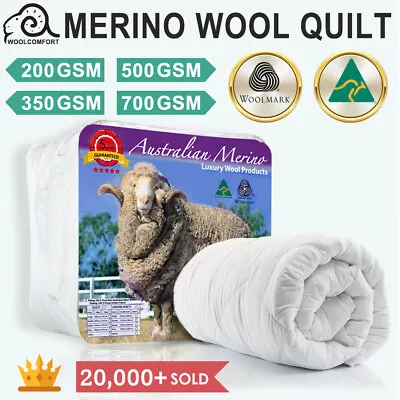 Aus Made 100% Merino Down Wool Quilt Duvet Doona Blanket Summer/Winter All Size • $85