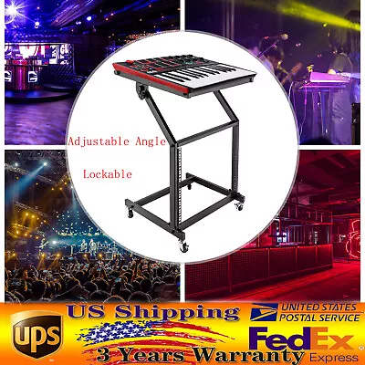 9U DJ Mixer Stand Adjustable Rack Mount Rolling Stage Cart Studio Music Show New • $62.99