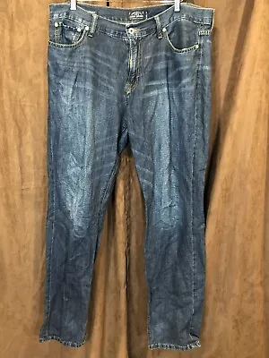 Lucky Brand 221 Original Straight Linen Cotton Blend Blue Jeans 38x34 Mens • $25