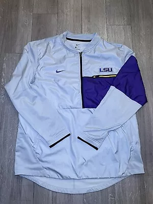 Mens EUC Nike LSU Tigers Coaches Sideline Performance Quarter-Zip Jacket XL • $34.37