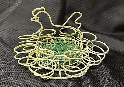Easter Egg Holder Plastic Coated Metal Wire Chicken Design Vintage Style Yellow • $14.79