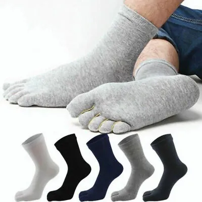 £6.98 • Buy New 5 Pairs Men's Cotton Blend Soft Five Fingers 5 Toe Socks Absorbent Stockings