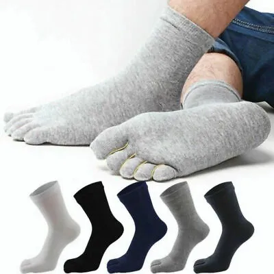 New 5 Pairs Men's Cotton Blend Soft Five Fingers 5 Toe Socks Absorbent Stockings • £5.98