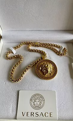 Versace Medusa Medallion Pendant Necklace Gold With Box Tag & Authenticity Card • $850