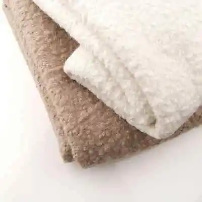 Chunky Boucle Luxury Curled Soft Sheep Wool Feel Upholstery Furnishing Fabric • £0.99