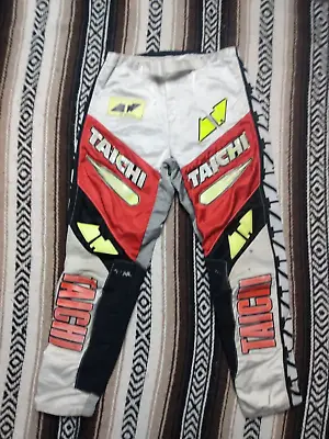 RS TAICHI Vtg Motocross Pants 28  White/ Red Jean-Michel Bayle MX Dirt Bike RARE • $28.99