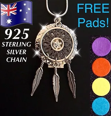 Dreamcatcher Aroma Essential Oil Diffuser Locket 925 Sterling Silver Necklace • $11.95