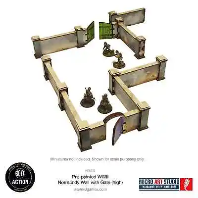 Micro Art Studio H00134 WW2 Normandy Wall With Gate High (Bolt Action) Terrain • $27.20