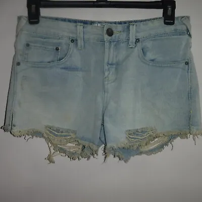 Free People Vintage Light Wash High Rise Destroyed Denim Cutoff Jean Shorts 26 • $14.99