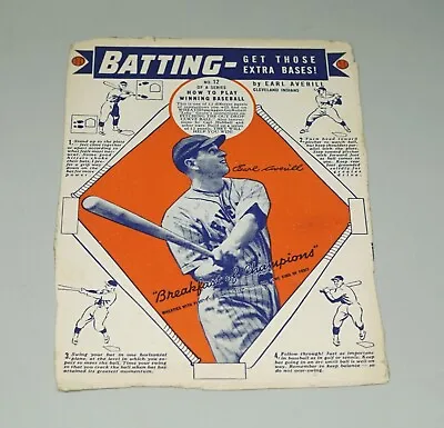 $5.50 • Buy 1934 - 1939 Series Wheaties Baseball Cereal Box Back Panel Earl Averill Indians