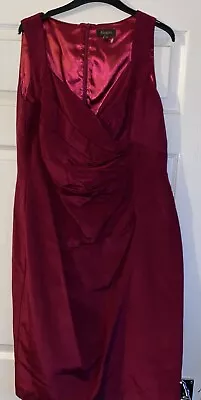 Alexon Magenta Sateen Dress Gathered Crossover Top Sz 16 Bnwot Below Knee Pencil • £19