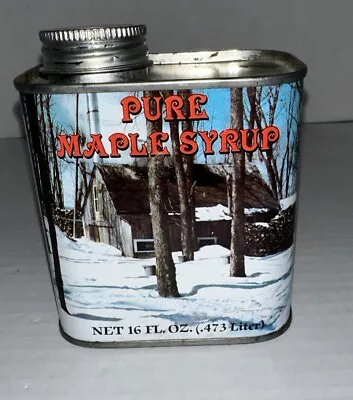 Vtg. 1984 Pure  Maple Syrup 16 Oz. New England Container Co. Stanton Vermont Tin • $16