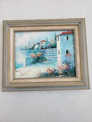 Vintage 1970's Oil On Canva Mediterranean Painting Signed Framed & Mat 10  X 8  • $36