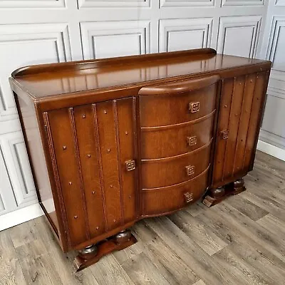 Antique Art Deco Curved Wooden Court Cupboard Buffet Cabinet - Drinks Sideboard • £229.99