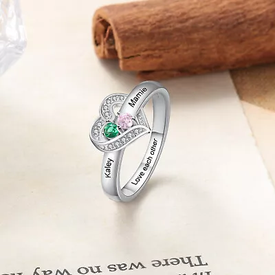 1-8 Birthstone Ring With Family Names - Personalizable Jewelry Gift For Mother • $18.66