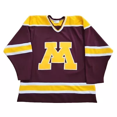 Vtg Minnesota Golden Gophers NCAA Ice Hockey Jersey MENS SIZE LARGE Goldy Blank • $84.95