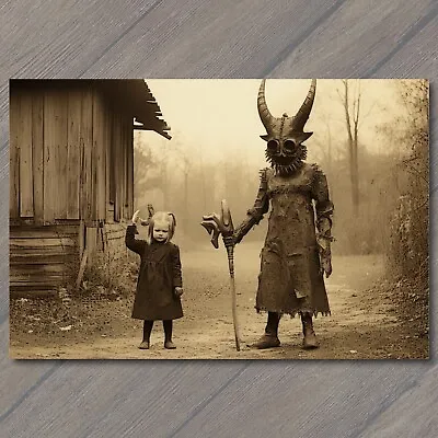 👻 POSTCARD: Weird Scary Vintage Monster Kid Halloween Cult Unusual Mask • $6