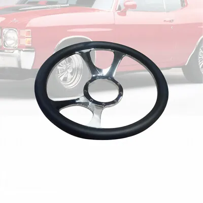 14  Chrome Billet Aluminum Steering Wheel 9 Hole W/Black Leather Half Wrap GM  • $143.98