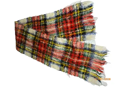 Vintage 100% Mohair Wool Scarf Muffler Classic Tartan Plaid 9X54” • $14.52