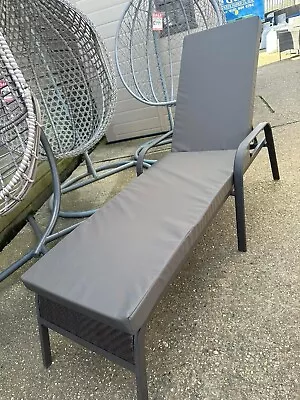 Grey Garden Sun Lounger Cushion Replacement Cushion CHECK SIZES • £55