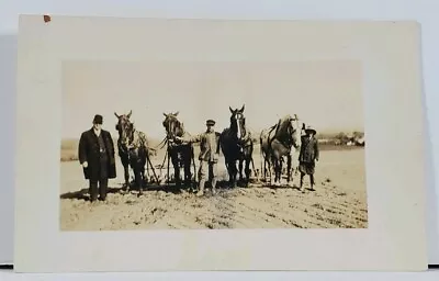 RPPC Farmers & Aristocrat Man Horse Drawn Plows Real Photo C1910 Postcard L4 • $19.99