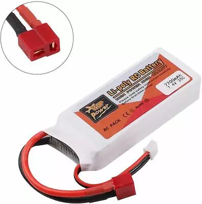 ZOP Power 2200mAh 7.4V 35C 2S LiPo Battery T Plug For RC Car Airplane Helicopter • £15.19