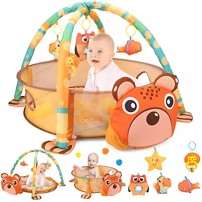 Bear Baby Gym 3 In 1 Activity Play Floor Mat W/Ball Pit & Toys Balls Playmat • £27.99