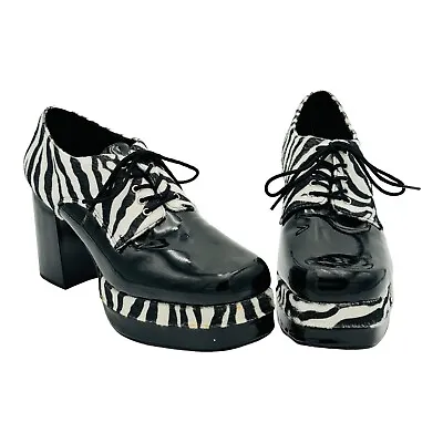 Funtasma Glamrock-01 Men's Size 10-11 Platform Shoes Zebra Print Disco Halloween • $74.95