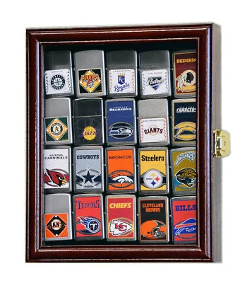 20 Zippo Lighter Display Case Cabinet Holder Wall Rack Box 98% UV - Lockable • £56.43