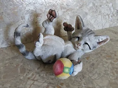 VTG A Breed Apart Country Artists Marbles Silver Tabby  Cat Ball Figurine READ • $44.99