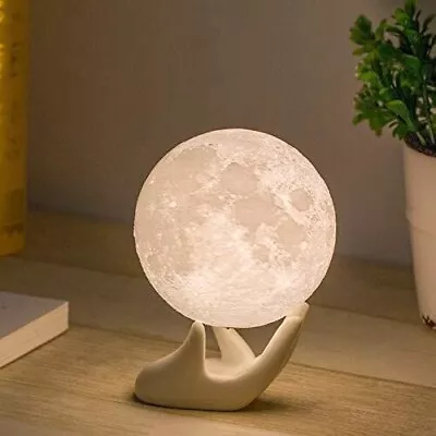Mydethun Moon 3D Printed Lunar Lamp 3.5 Inch White & Yellow New And Re-boxed • $18.50