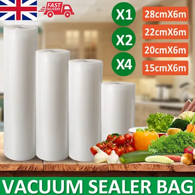 15-28cm Food Vacuum Sealer Roll Bags Vaccum Food Storage Saver Seal Bag Embossed • £4.29