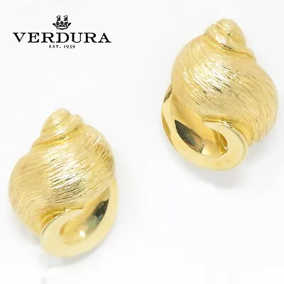 NYJEWEL Verdura 18k Yellow Gold Shell Clip On Earrings • $5950