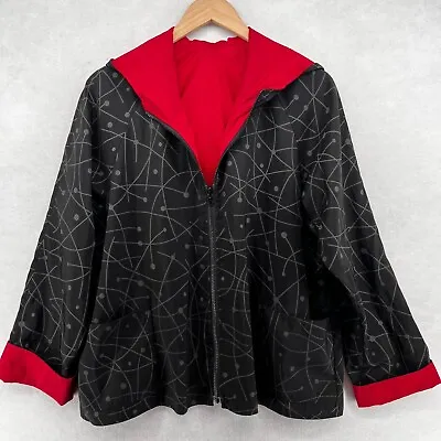 MARALYCE FERREE Jacket Women M Reversible Windbreaker Zip Hooded Black Maine USA • $53.99