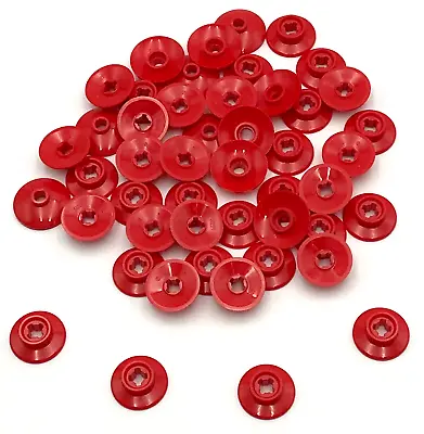 Lego 50 New Red Train Wheel SmallHole Notched For Wheels Holder Pins Pieces • $8.53