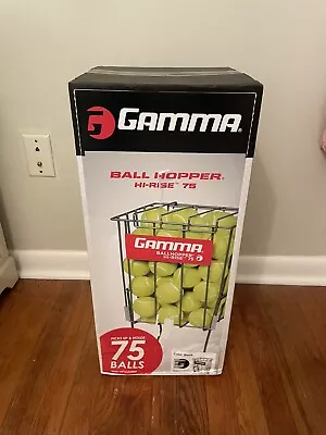 Gamma Ball Hopper Hi-Rise 75 Tennis Ball Cart Stand Handle Wheels Metal Black • $42.99