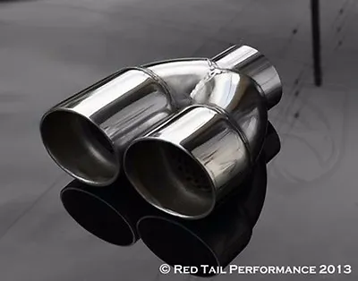 Exhaust Muffler Tip Dual Round 2.25  OD Resonated Staggered 2.25  Or 2.5  ID • $60