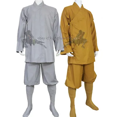 Shaolin Monk Kung Fu Uniform Buddhist Robe Meditation Wing Chun Tai Chi Suit  • $55