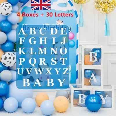 £2.39 • Buy 12  Baby Shower Box White Letter Transparent Boxes Wedding Party Decoration Love