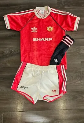 Rare Manchester United Shirt Shorts Socks 1988 1990 Original Adidas Home Kit • £144.99