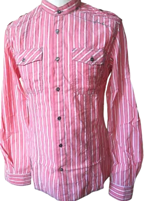 Men's Shirt Chinese Mao Collar Long Sleeve Red Striped Sizes: M L XXL Firetrap • $49.79