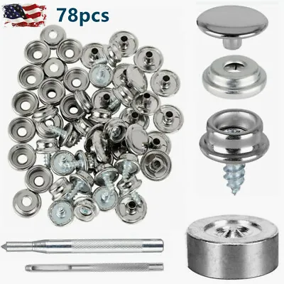 Stainless Steel Fastener Snap Press Stud Cap Button Marine Boat Canvas Set 78pcs • $9.29