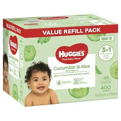$17.99 • Buy Huggies Cucumber & Aloe Wipes 400 Pack