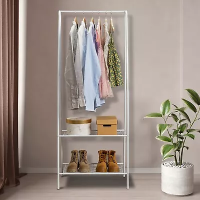 Clothes Rack Small Metal Garment Rack With Shelves For Bedroom  Clothing • $28.99