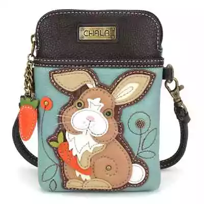 New Chala Bunny Rabbit Cell Phone Crossbody Purse Adj Strap Blue Carrot • $39.50