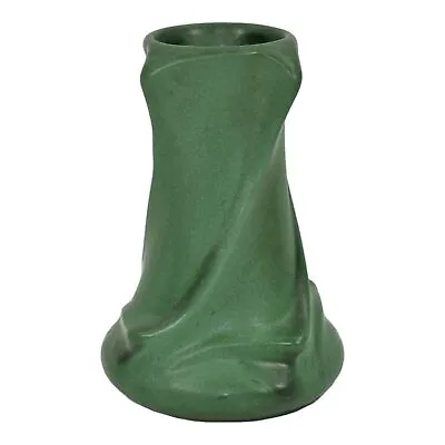 Weller Matte Green 1910s Vintage Arts And Crafts Pottery Twist Ceramic Vase  • $490.50