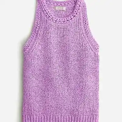 J. Crew Purple Orchid High Neck Textured Pointelle Sweater Tank New $80 Xs/s • $24.99