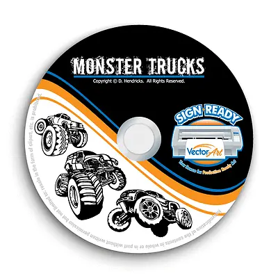 Monster Trucks Clipart-vector Clip Art-vinyl Cutter Plotter+t-shirt Graphics Cd • $19.95
